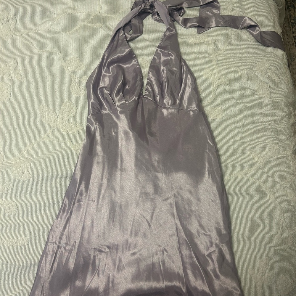 Hello Molly Night in Cabana Satin Dress Lilac - Picture 3 of 6